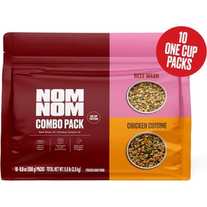 Nom Nom Freshly-Made Adult Grain-Free Combo Beef Mash & Chicken Cuisine Frozen Dog Food, 8.8-oz pouch, case of 10