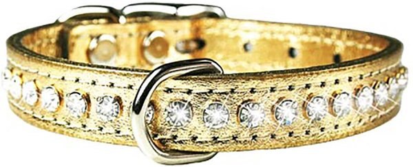 OmniPet Signature Leather Crystal Dog Collar, Metallic Gold, 16-in slide 1 of 4