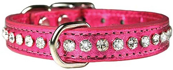 OmniPet Signature Leather Crystal Dog Collar, Metallic Pink, 16-in slide 1 of 4