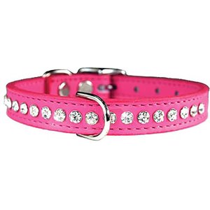 OMNIPET Signature Leather Crystal Dog Collar, Pink, 14-in - Chewy.com