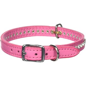 OmniPet Signature Leather Crystal Dog Collar, Pink, 14-in