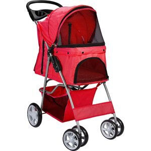 Paws & Pals Folding Dog & Cat Stroller, Red