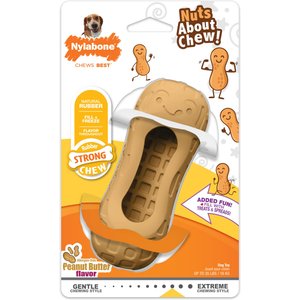Nylabone Strong Rubber Allergen-Free Peanut Butter Flavor Tough Dog Treat Toy, Brown, Medium/Wolf