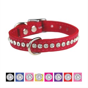OmniPet Signature Leather Crystal Dog Collar, Red, 10-in
