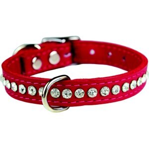 OmniPet Signature Leather Crystal Dog Collar, Red, 12-in