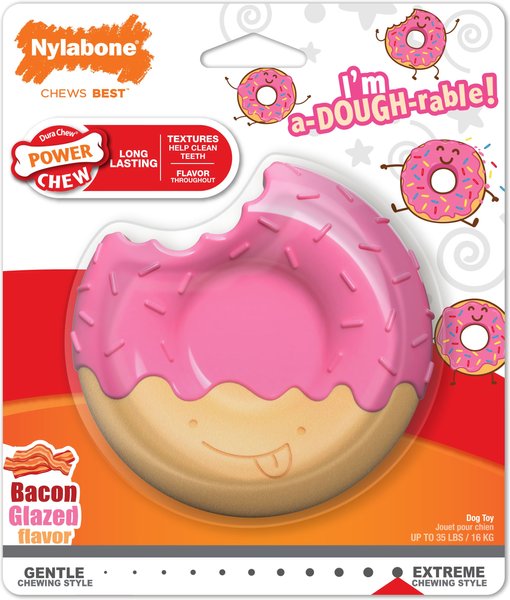 Nylabone Power Chew Donut Bacon Glazed Flavor Dog Toy Large Giant