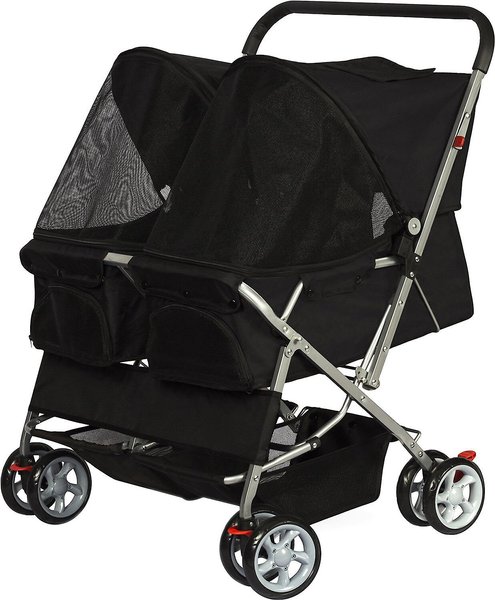 Paws & Pals Twin Double Folding Dog & Cat Stroller, Black slide 1 of 5
