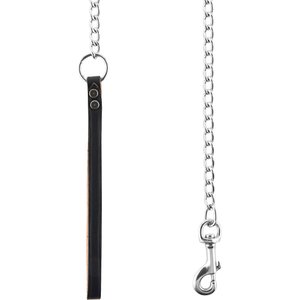 OmniPet Chain Dog Leash with Leather Handle, Heavyweight, 6-ft, Black