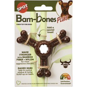 Ethical Pet Bambone Plus Triple Bison Tough Dog Chew Toy, Brown, 4-in