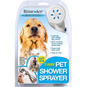 Rinse Ace 3-Way Shower Sprayer Dog Grooming Tool, 8-ft hose, White