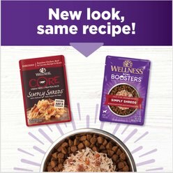 Wellness Bowl Boosters Simply Shreds Chicken, Beef & Carrots Natural Grain-Free Wet Dog Food Mixer or Topper, 2.8-oz pouch, case of 12 slide 2 of 8