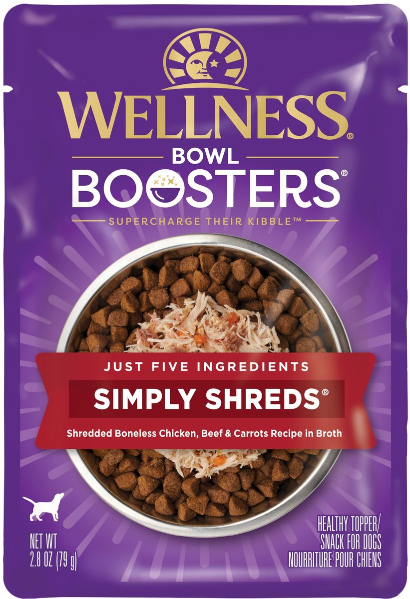 Bag of Wellness simply shreds dog food toppers
