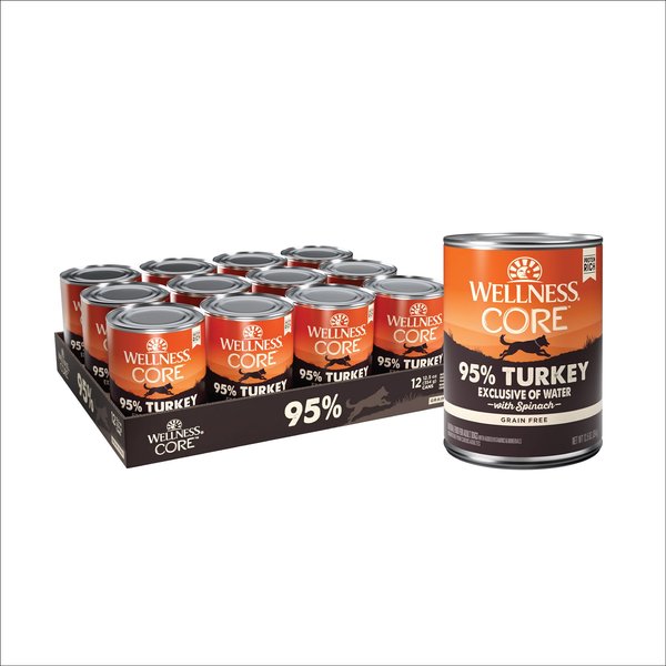 Wellness CORE 95% Grain-Free Turkey & Spinach Canned Dog Food, 12.5-oz, case of 12 slide 1 of 7