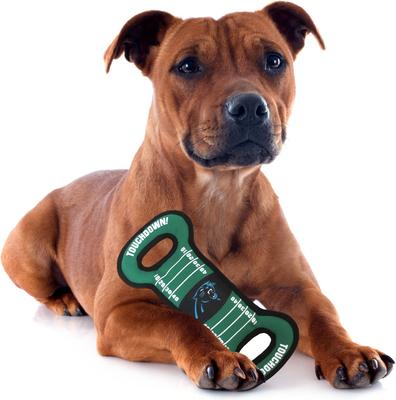 Show full view: Pets First Field Tough Squeaky Dog Chew Toy, Carolina Panthers slide 3 of 7