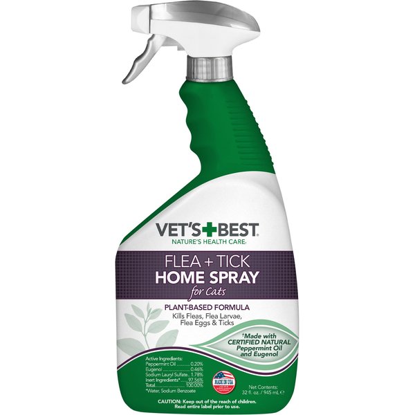 VET'S BEST Cat Flea & Tick Home Spray, 32oz bottle