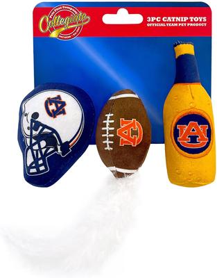 Show full view: Pets First NCAA Football Plush Cat Toys with Catnip, 3 count, Auburn slide 6 of 7