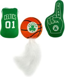 Pets First NBA Plush Cat Toys with Catnip, 3 count, Boston Celtics
