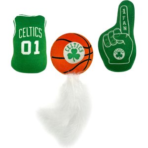 Pets First NBA Plush Cat Toys with Catnip, 3 count, Boston Celtics
