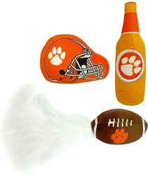 Pets First NCAA Football Plush Cat Toys with Catnip, 3 count, Clemson