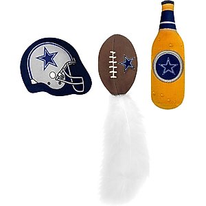 Pets First NFL Plush Cat Toys with Catnip, 3 count, Dallas Cowboys
