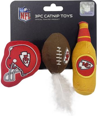 Show full view: Pets First NFL Plush Cat Toys with Catnip, 3 count, Kansas City Chiefs slide 5 of 5
