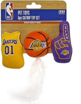 Show full view: Pets First NBA Plush Cat Toys with Catnip, 3 count, LA Lakers slide 5 of 5