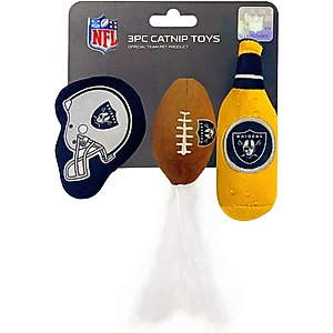 Pets First NFL Plush Cat Toys with Catnip, 3 count, Las Vegas Raiders