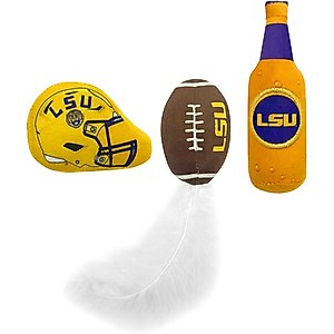 Pets First NCAA Football Plush Cat Toys with Catnip, 3 count, Louisiana