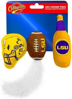 Show full view: Pets First NCAA Football Plush Cat Toys with Catnip, 3 count, Louisiana slide 6 of 7