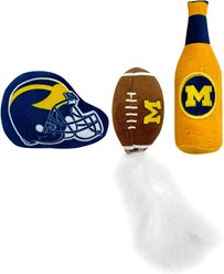 Pets First NCAA Football Plush Cat Toys with Catnip, 3 count, Michigan