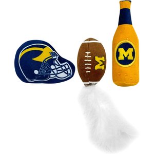 Pets First NCAA Football Plush Cat Toys with Catnip, 3 count, Michigan