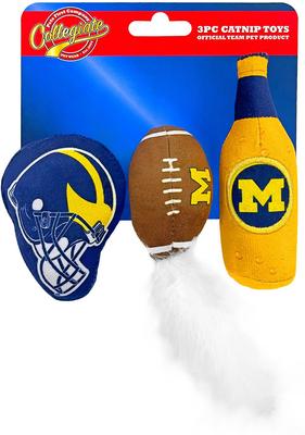 Show full view: Pets First NCAA Football Plush Cat Toys with Catnip, 3 count, Michigan slide 6 of 7