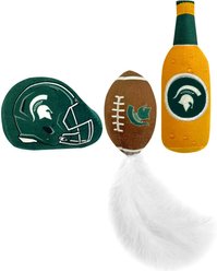 Pets First NCAA Football Plush Cat Toys with Catnip, 3 count, Michigan State