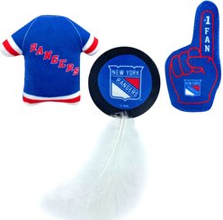 Pets First NHL Plush Cat Toys with Catnip, 3 count, New York Rangers