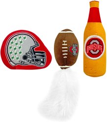 Pets First NCAA Football Plush Cat Toys with Catnip, 3 count, Ohio State