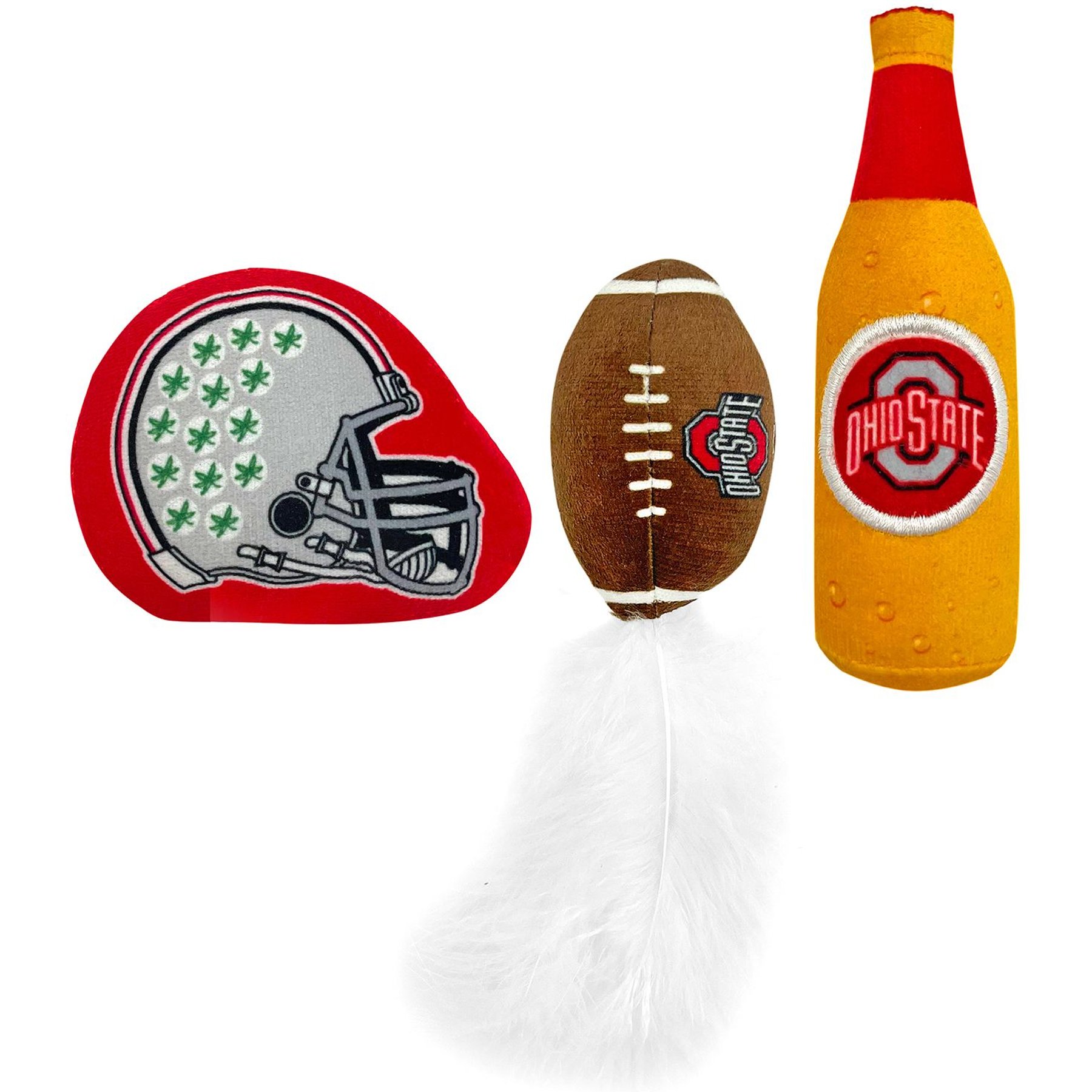 Pets First NCAA Football Plush Cat Toys with Catnip, 3 count, Ohio State