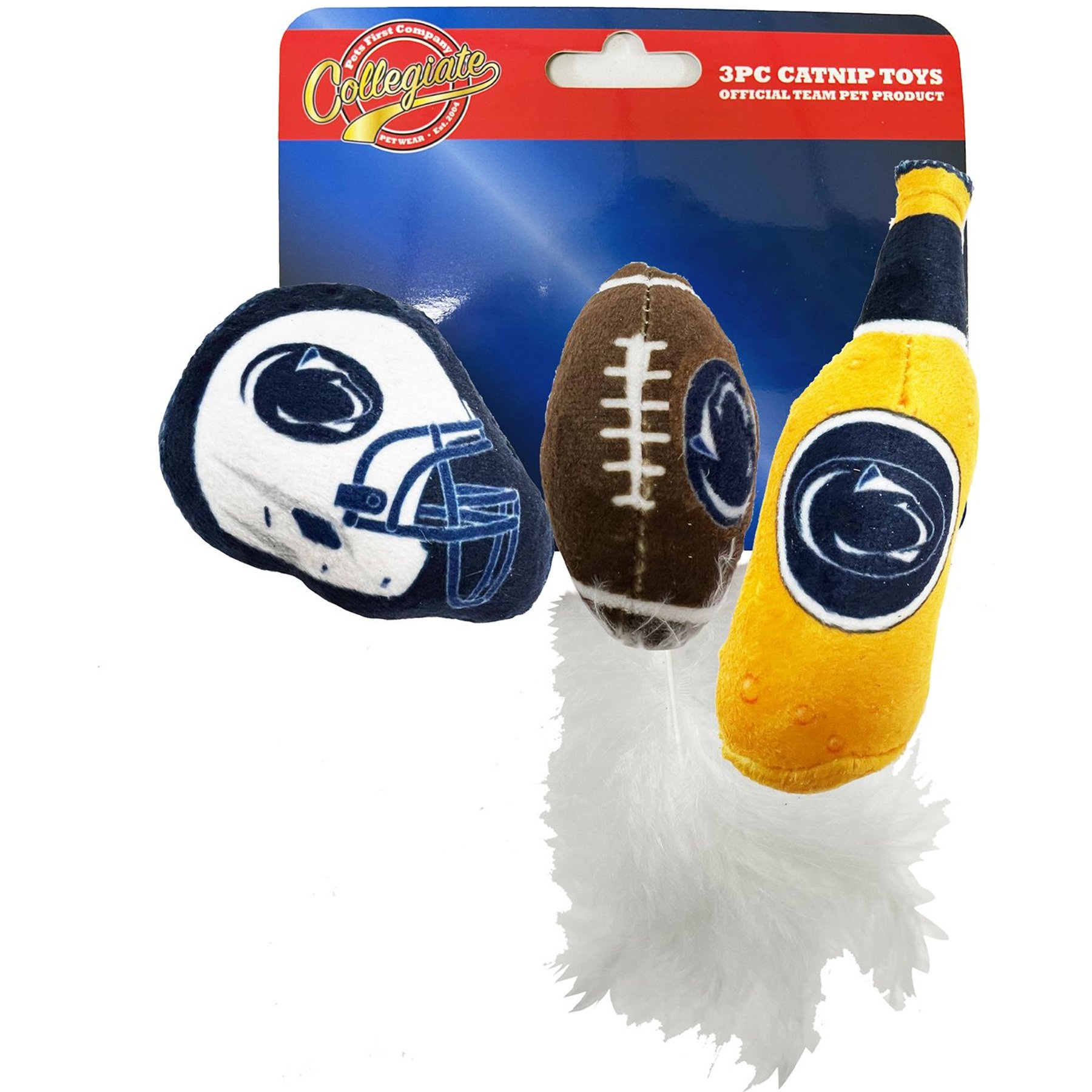 Pets First NCAA Football Plush Cat Toys with Catnip, 3 count, Penn State