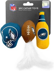 Pets First NFL Plush Cat Toys with Catnip, 3 count, Philadelphia Eagles