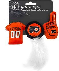Pets First NHL Plush Cat Toys with Catnip, 3 count, Philadelphia Flyers