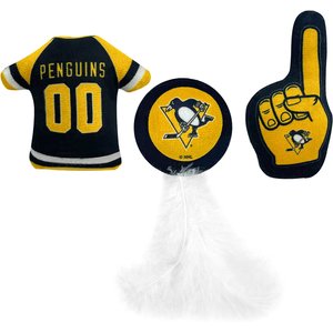 Pets First NHL Plush Cat Toys with Catnip, 3 count, Pittsburgh Penguins