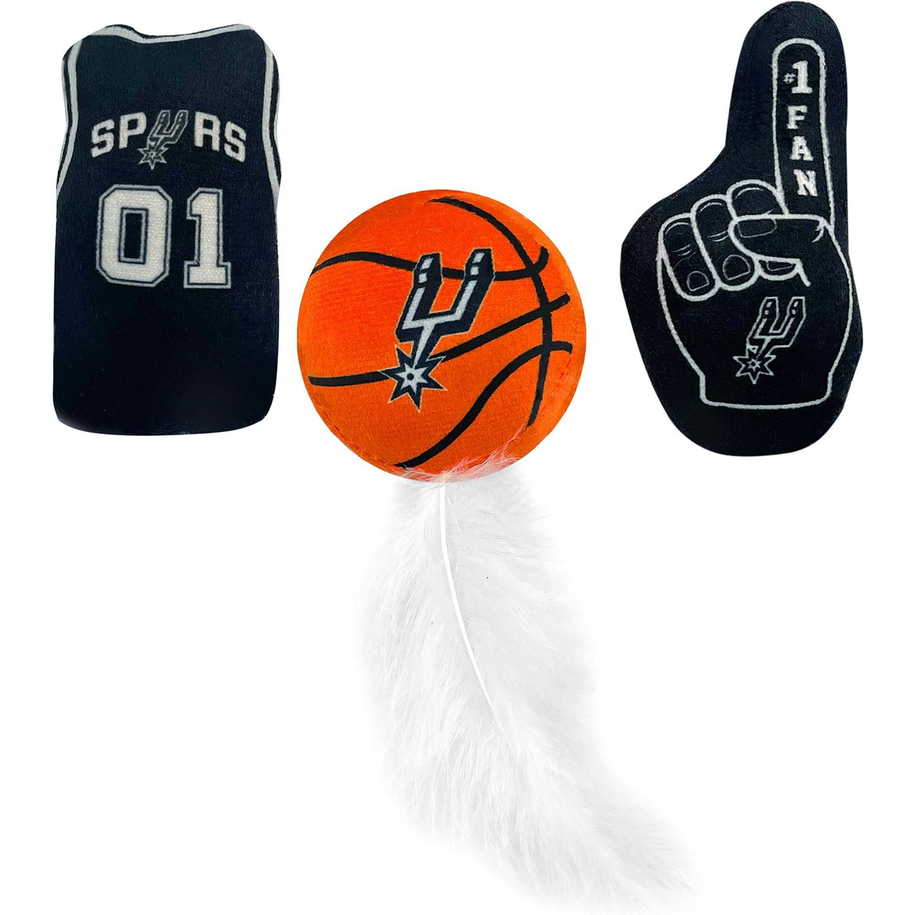 Pets First NBA Plush Cat Toys with Catnip, 3 count, San Antonio Spurs