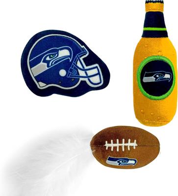 Show full view: Pets First NFL Plush Cat Toys with Catnip, 3 count, Seattle Seahawks slide 6 of 6