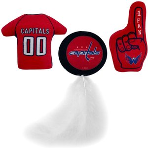 Pets First NHL Plush Cat Toys with Catnip, 3 count, Washington Capitals