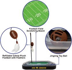 Pets First Football Cat Scratcher Toy with Catnip, Iowa slide 2 of 5