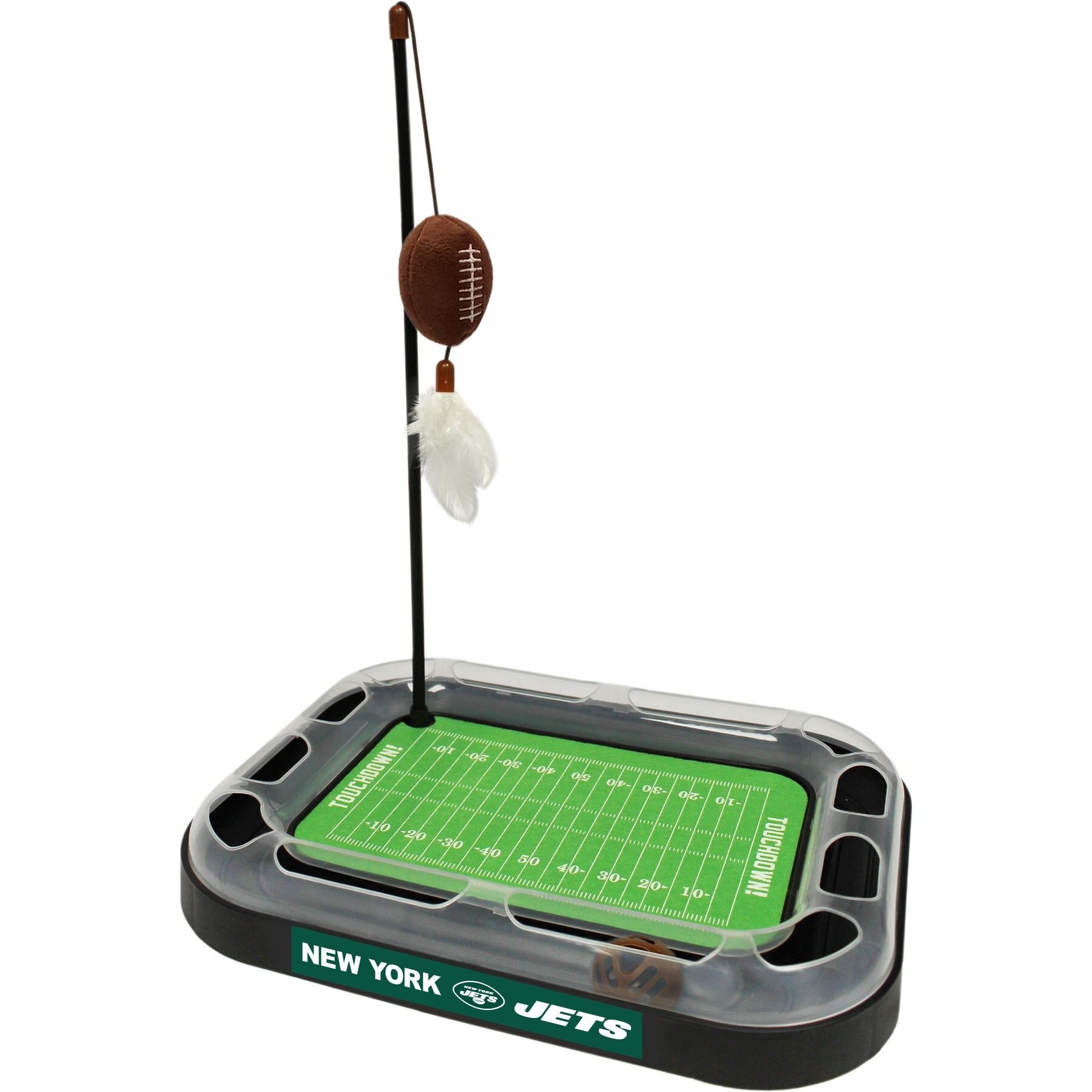 Pets First Football Field Cat Scratcher Toy with Catnip, New York Jets