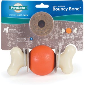 PetSafe Busy Buddy Bouncy Bone Treat Dispensing Tough Dog Chew Toy, Medium
