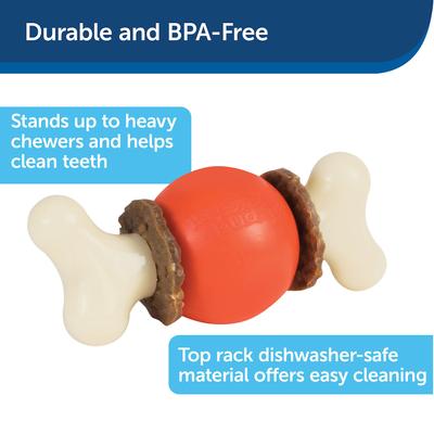 Show full view: PetSafe Busy Buddy Bouncy Bone Treat Dispenser Tough Dog Chew Toy, Large, Orange slide 7 of 13