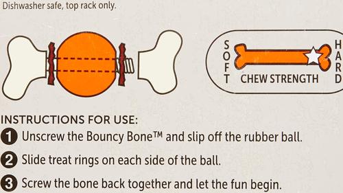 Show full view: PetSafe Busy Buddy Bouncy Bone Treat Dispenser Tough Dog Chew Toy, Large, Orange slide 9 of 13