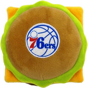 Pets First Hamburger Squeaky Dog Chew Toy, 76ers