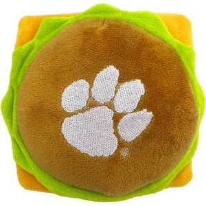 Pets First Hamburger Squeaky Dog Chew Toy, Clemson